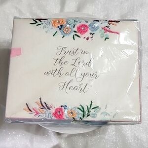 Jewelry Trinket Sewing Floral Box With Religious Inspirational Saying